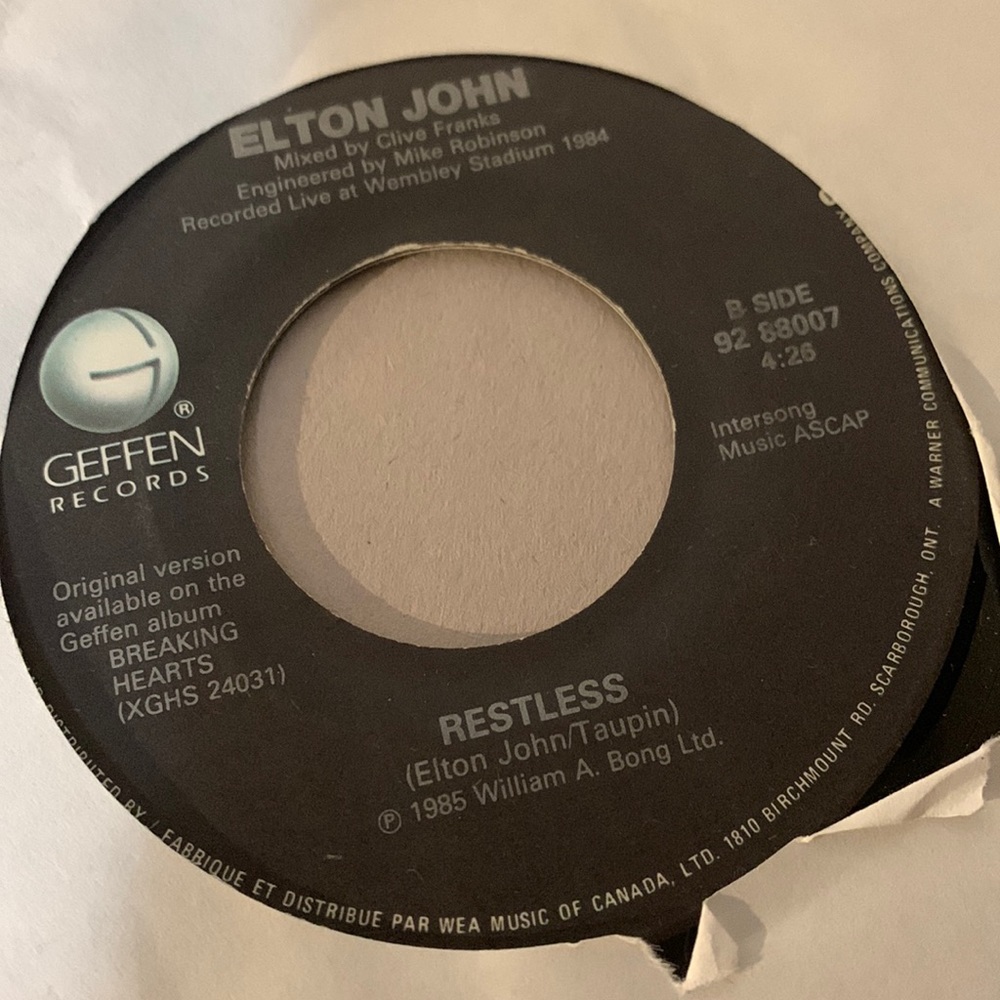Elton John Nikita Restless record